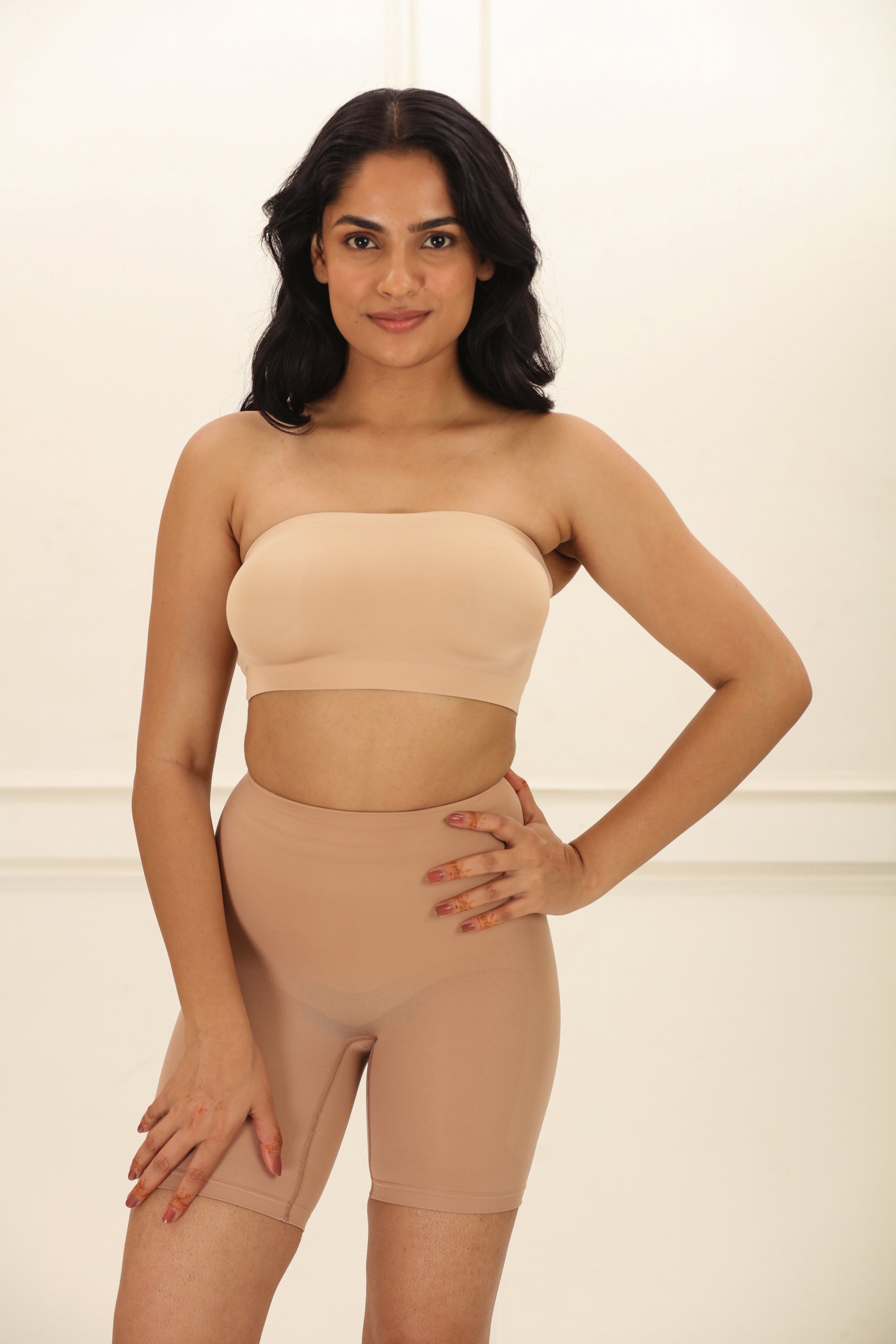 Bandeau - No Slip Non-Padded Wireless Seamless Tube Bra Bra UNDERNEAT Beige S