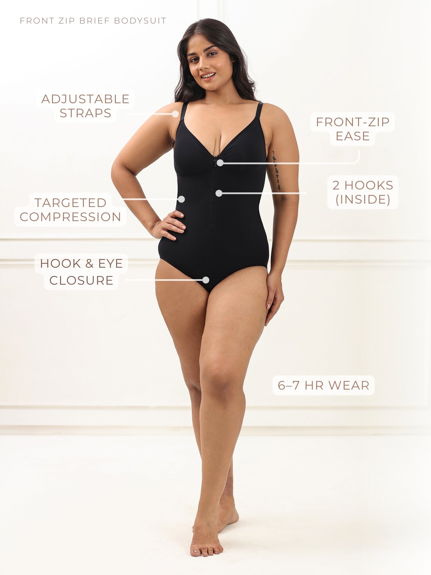 Front Zip Brief Bodysuit