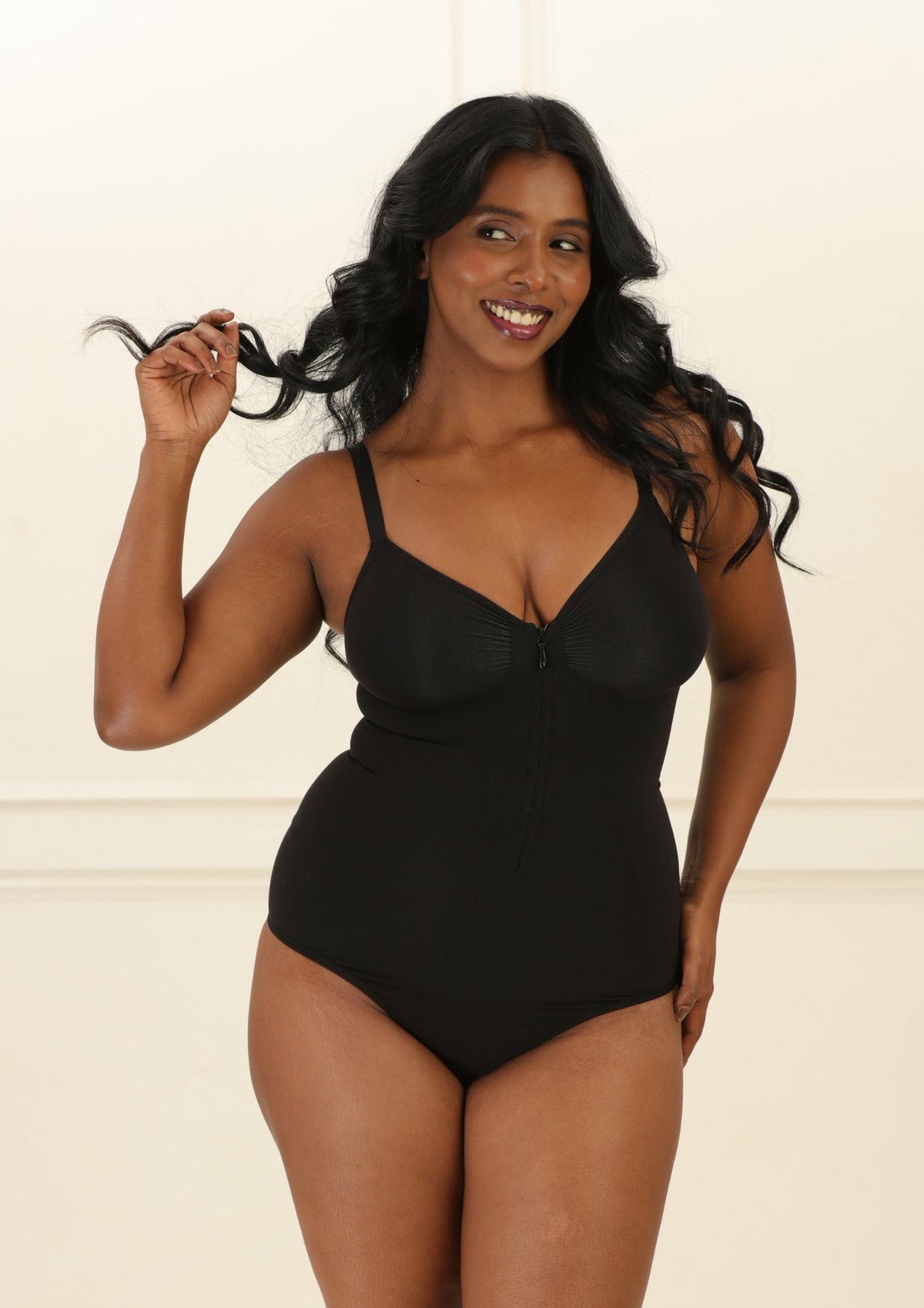 Front Zip Thong Bodysuit