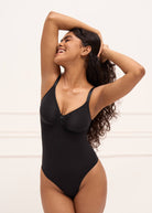 Front Zip Thong Bodysuit Bodysuit UNDERNEAT Black S