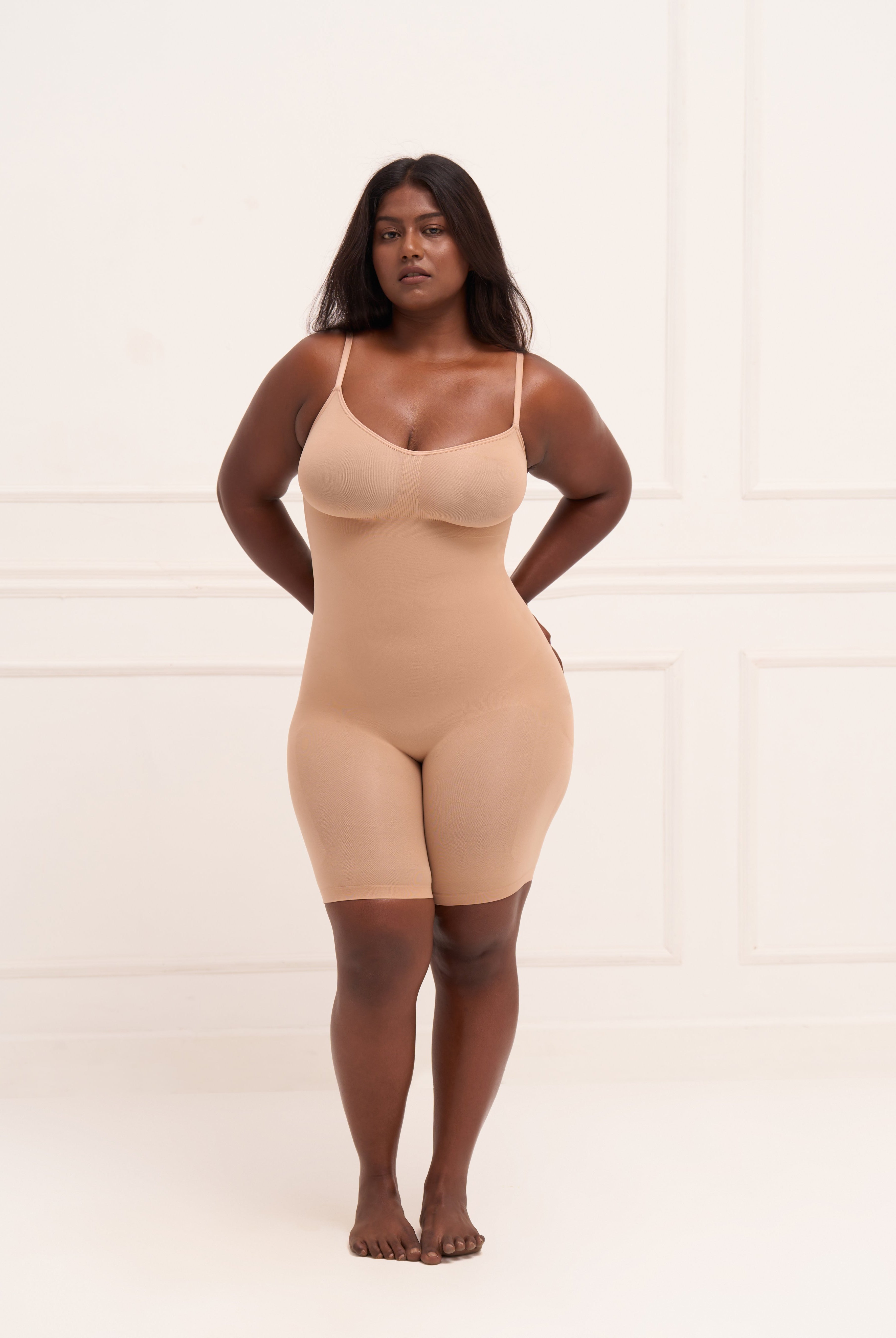 Mid Thigh Bodysuit Bodysuit UNDERNEAT Beige XS-S