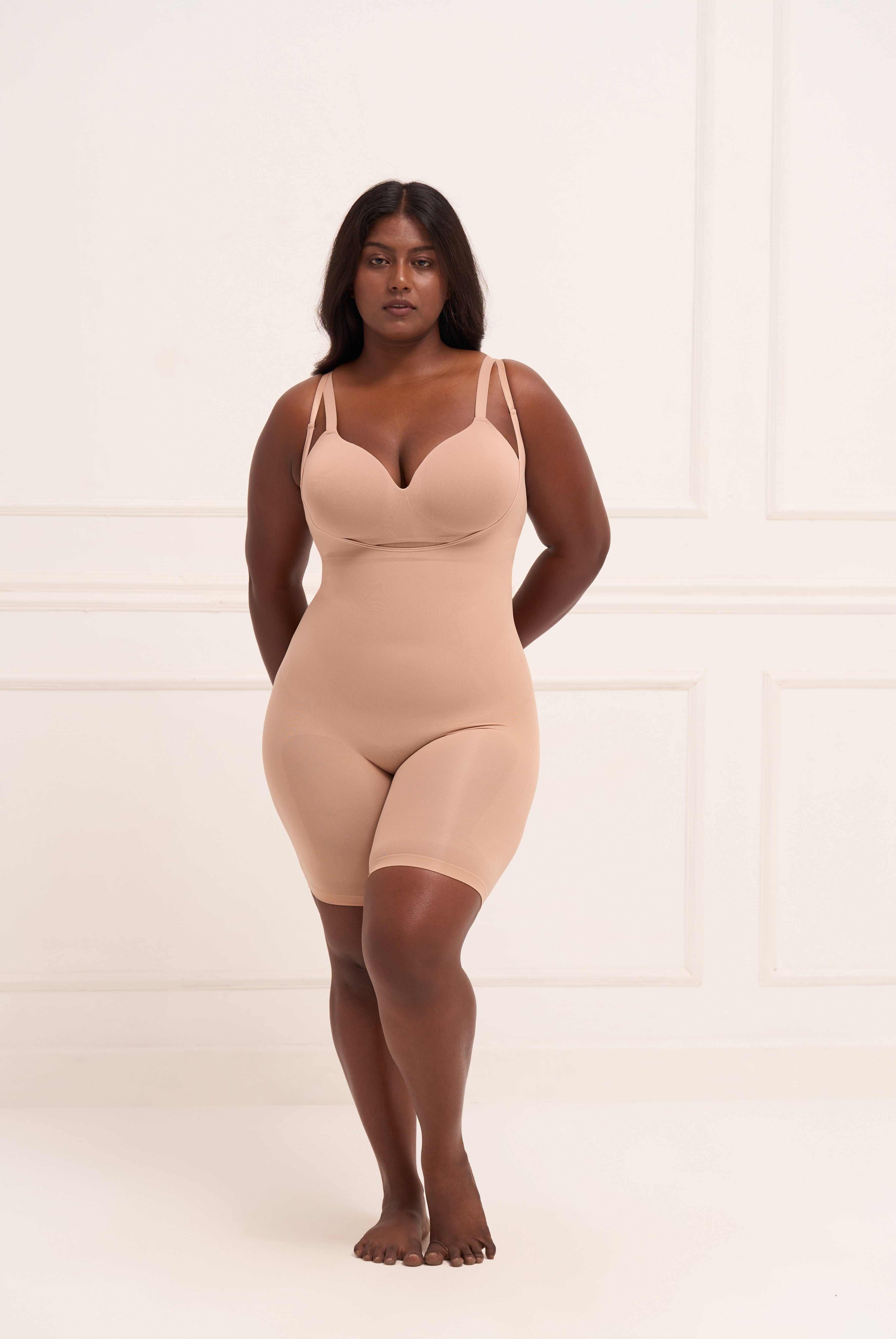 Open Bust Butt Lifting Bodysuit Bodysuit UNDERNEAT Beige XS-S