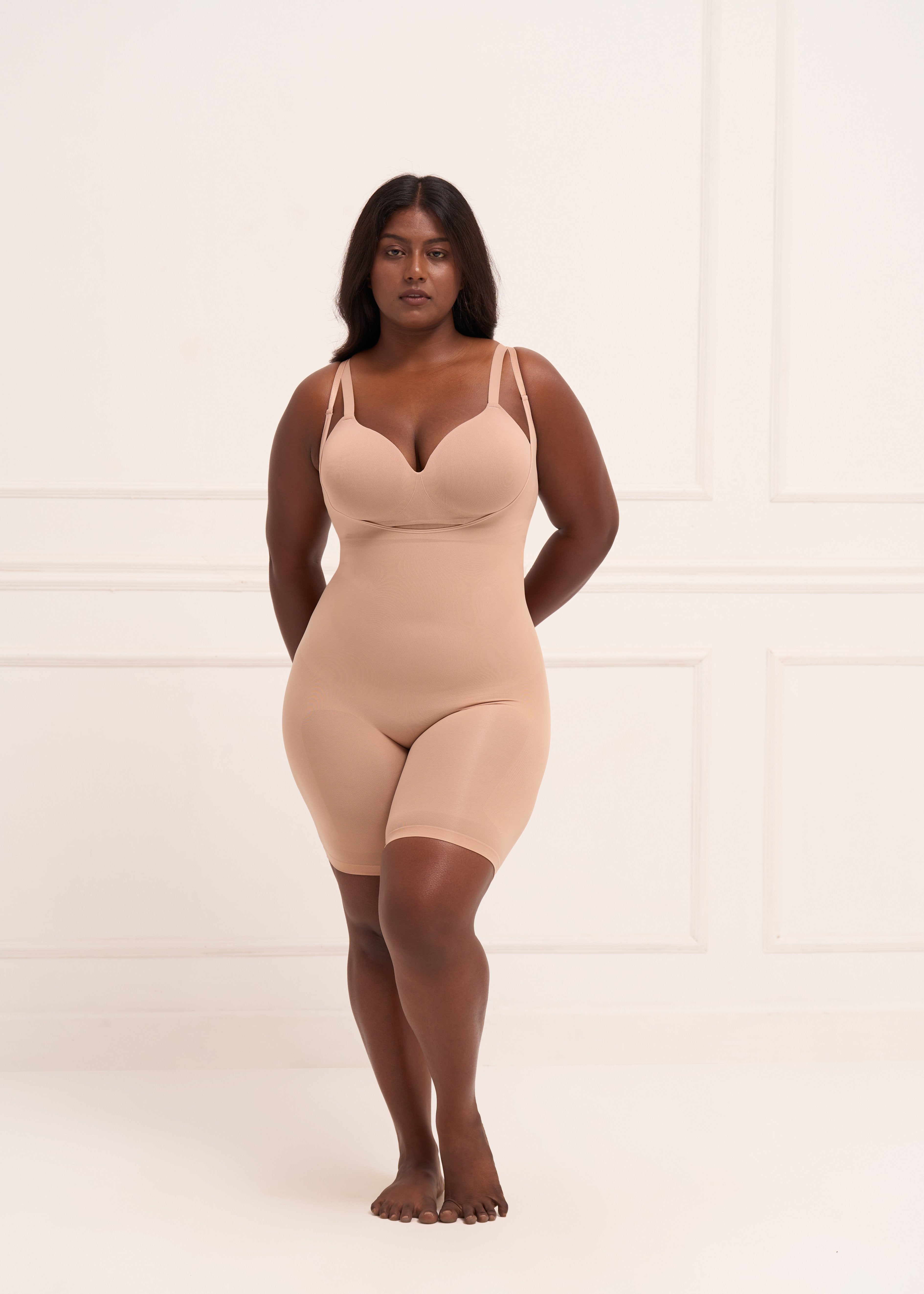 Open Bust Butt Lifting Bodysuit Bodysuit UNDERNEAT Beige XS-S