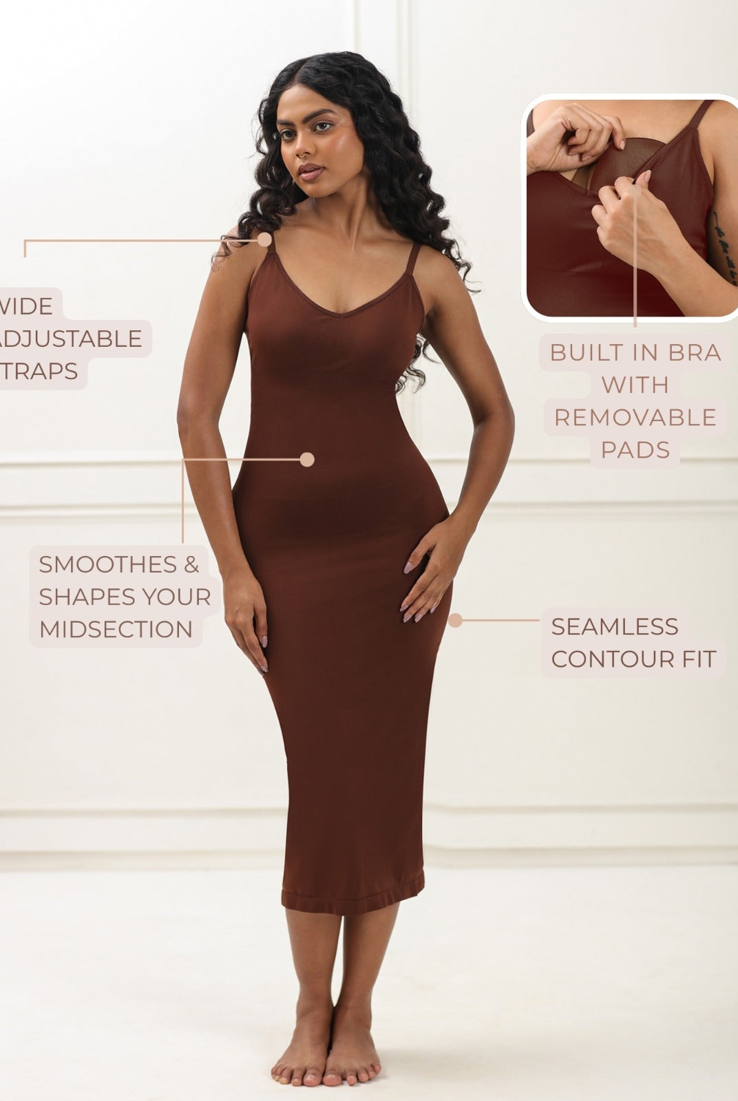 Built in bra bodycon dress Bodysuit UNDERNEAT