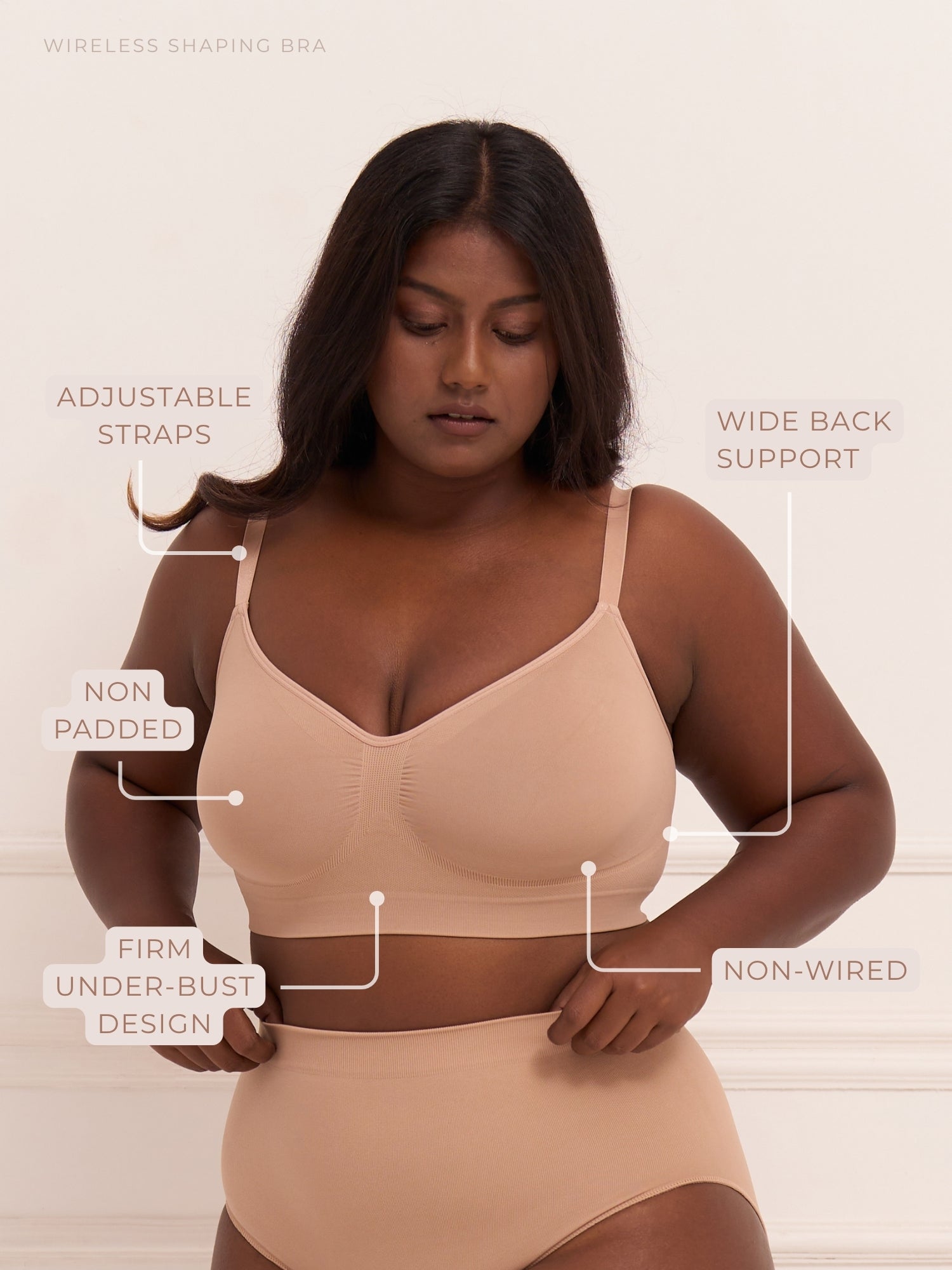 Wireless Shaping Bra - Seamless Non-Padded Wireless T Shirt Bra with Full Coverage