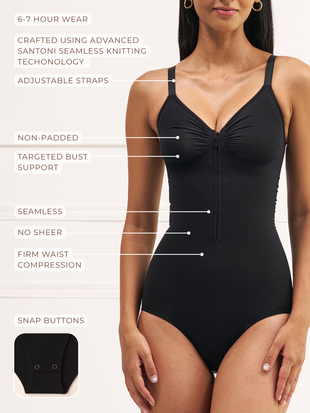 Front Zip Brief Bodysuit