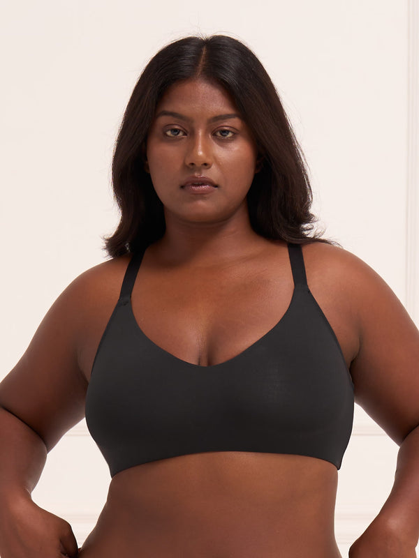 Crossover Bralette - Non-Padded Seamless Balconette Bra with V-Neck Design