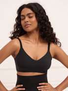 Crossover Bralette - Non-Padded Seamless Balconette Bra with V-Neck Design