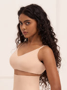Crossover Bralette - Non-Padded Seamless Balconette Bra with V-Neck Design