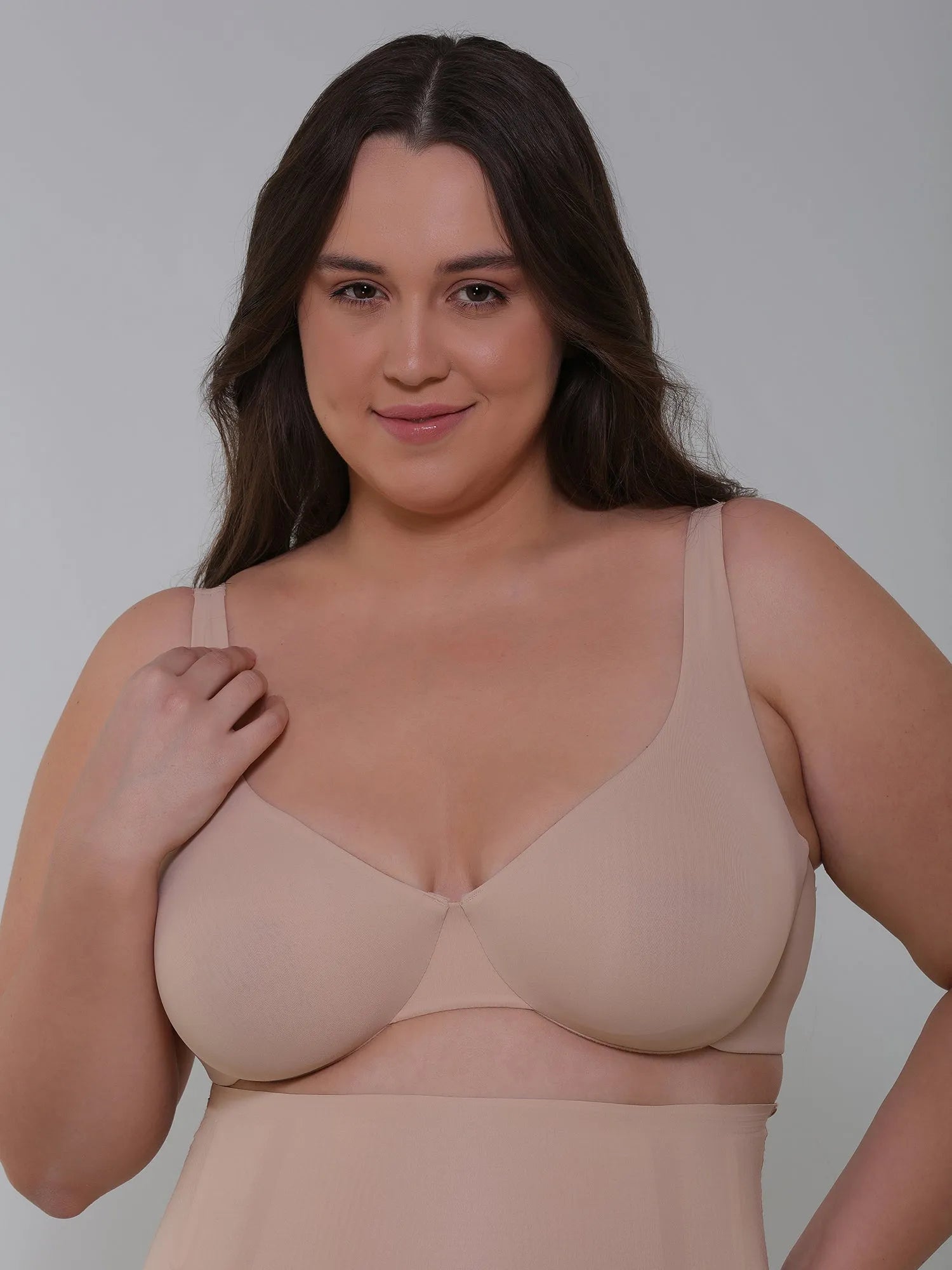 UNPADDED PLUNGE BRALETTE BEIGE