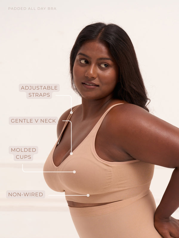 Padded All Day Bra - Lightly Padded Wireless T Shirt Bra with Full Coverage Bra UNDERNEAT
