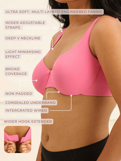 Minimizer Bra for Heavy Bust - Wired Non-Padded Full Coverage Bra