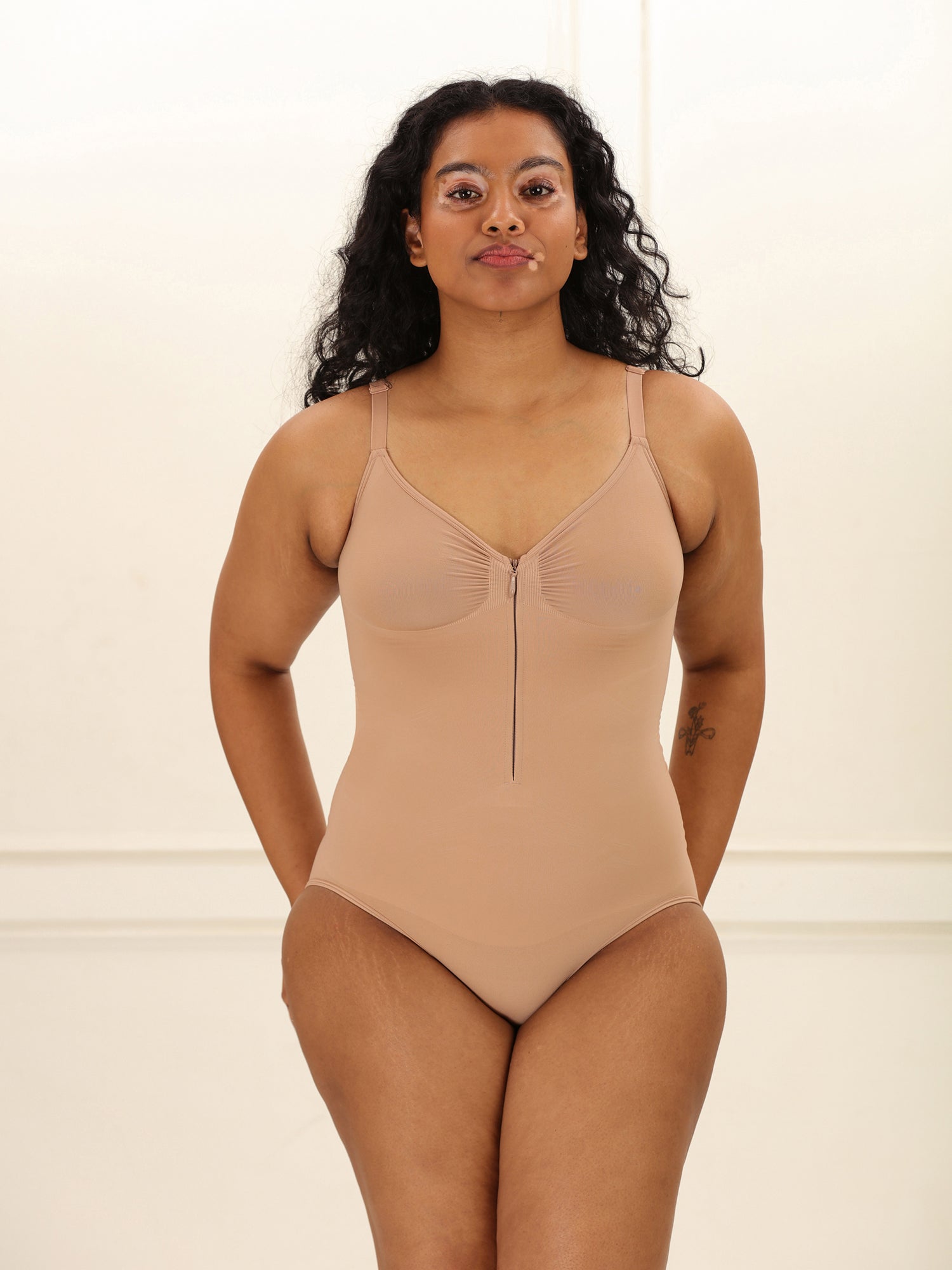 Front Zip Brief Bodysuit Bodysuit UNDERNEAT Beige S