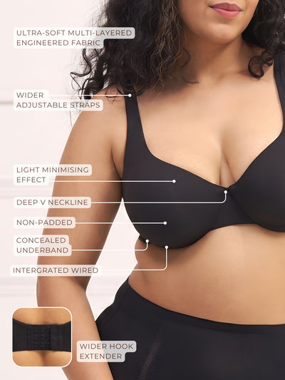 Minimizer Bra for Heavy Bust - Wired Non-Padded Full Coverage Bra