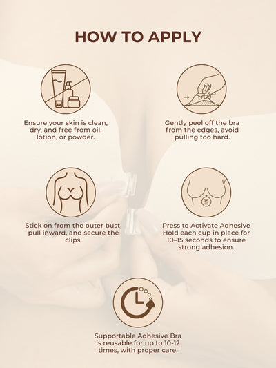 Adhesive Bra with Front Clip – Cotton, AirLock Glue, Extra Lift & Shape, Seamless Invisible Finish Bra UNDERNEAT