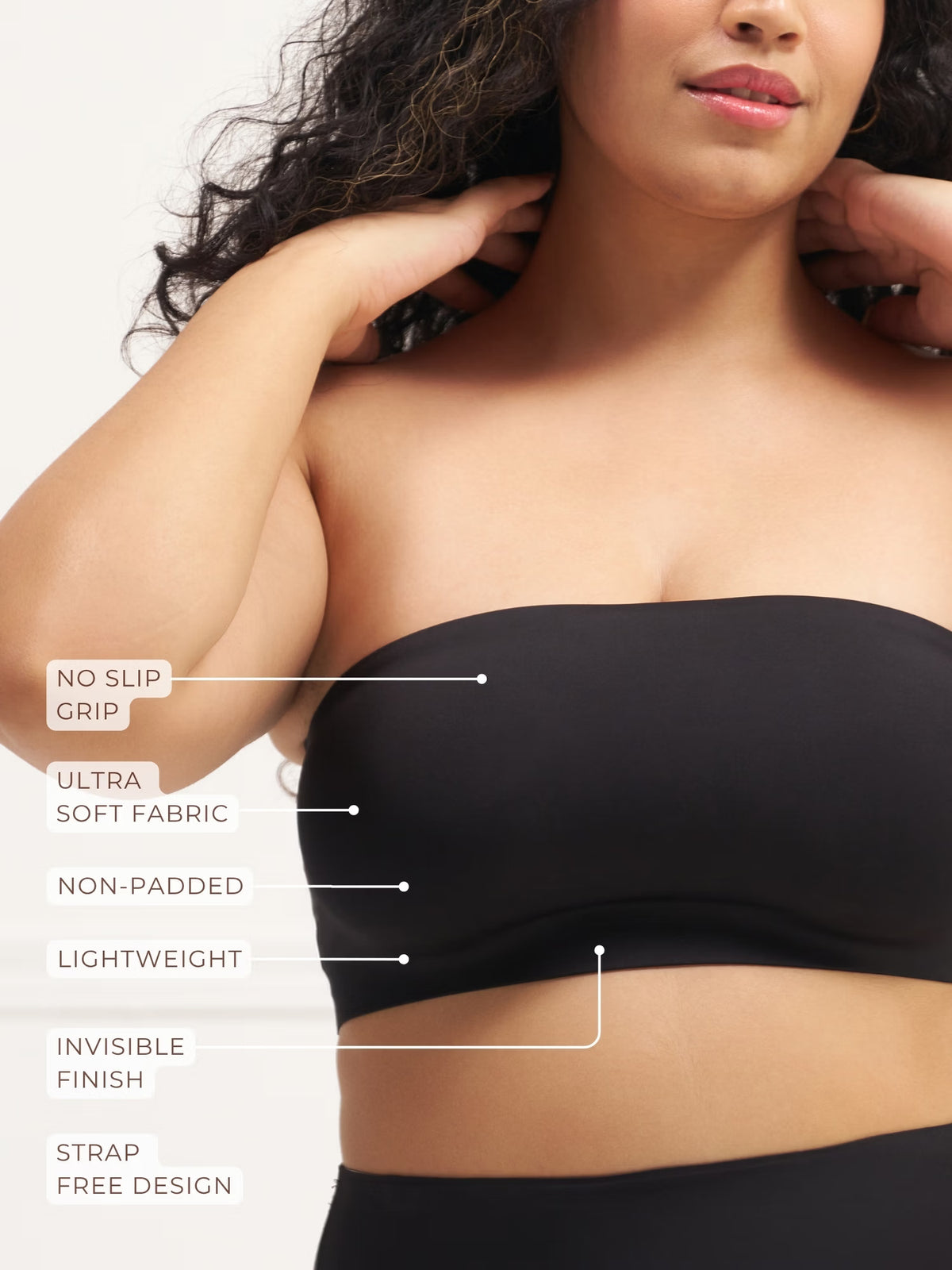 Bandeau - No Slip Non-Padded Wireless Seamless Tube Bra.