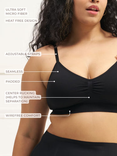All Day Push Up Bra - Lightly Padded Full Coverage Wireless Bra with Adjustable Straps