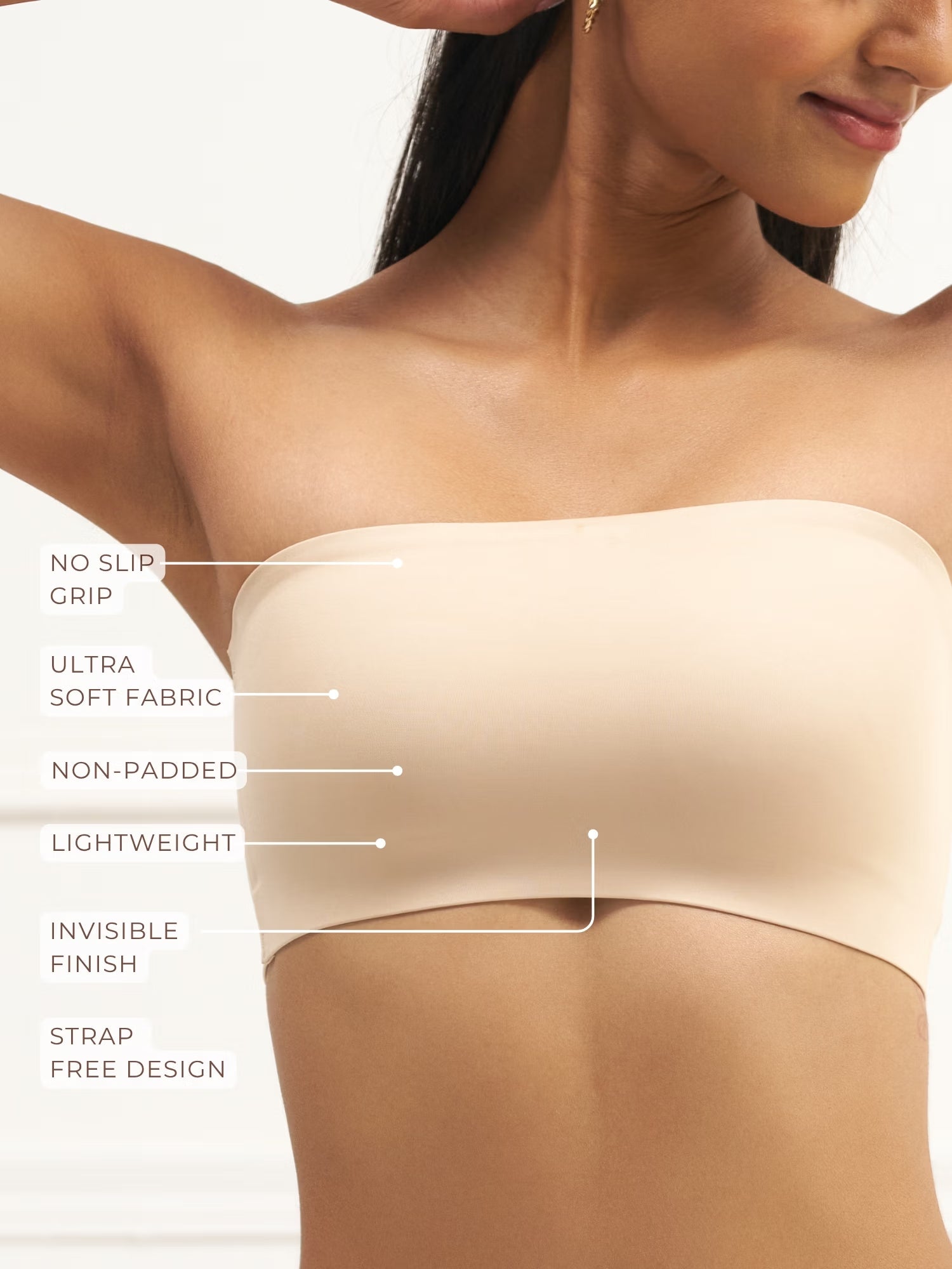 Bandeau - No Slip Non-Padded Wireless Seamless Tube Bra.