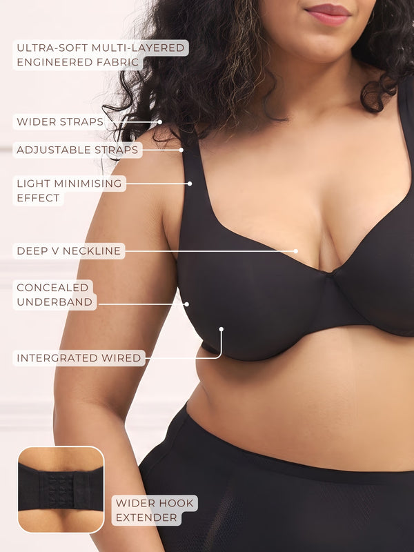 Minimizer Bra for Heavy Bust - Wired Non-Padded Full Coverage Bra